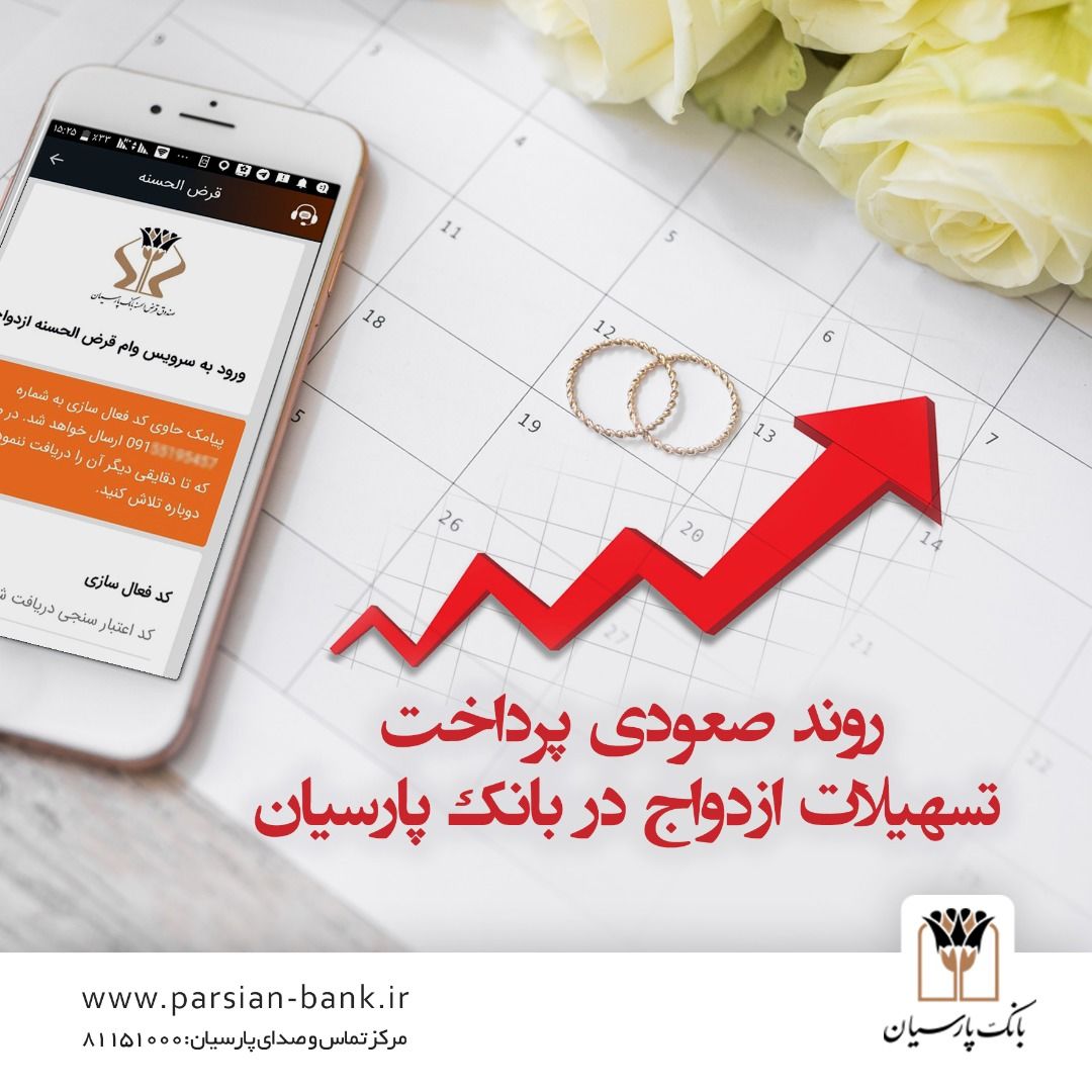 روند صعودی پرداخت تسهیلات ازدواج در بانک پارسیان